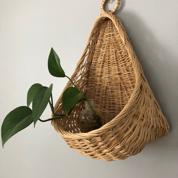 Vintage Other - Sold-BoHo vintage hanging wicker wall basket